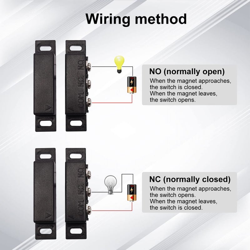weideer 2pcs MC-31B Magnetic Reed Switch Wired Surface Mount Normally Open Closed NC NO Door Contact Sensor Alarm Magnetic Door Switch Black - Image 3